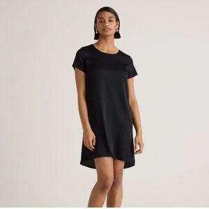 Quince Washable Silk Tee Dress Black Small